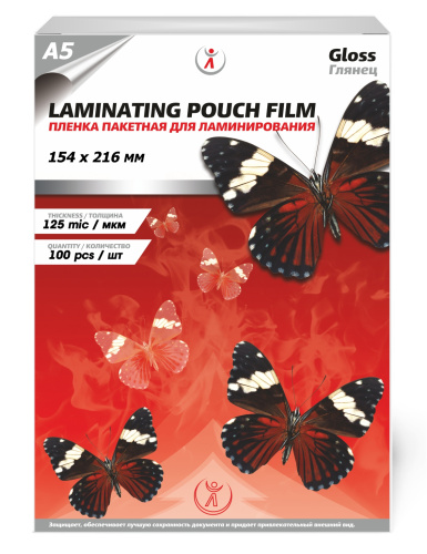 Пакетная пленка для ламинирования, глянцевая, 154x216мм (A5), 125мкм, LF